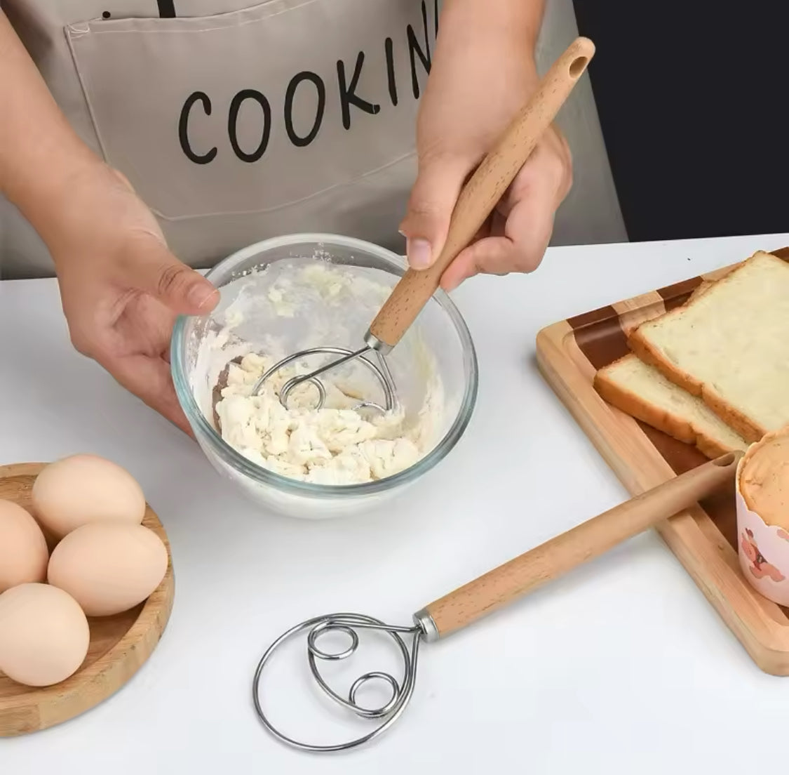 Flour Mixer, Manual Non Stick Cream Beater, Danish Bread Dough Hand Mixer, Dough Whisk Mixer, Kitchen Baking Blender Tool, Durable Handheld Food Blender For Cooking Flour Mixer, Manual Non Stick Cream Beater, Danish Bread Dough Hand Mixer, Dough Whisk Mixer, Kitchen Baking Blender Tool, Durable Handheld Food Blender For Cooking